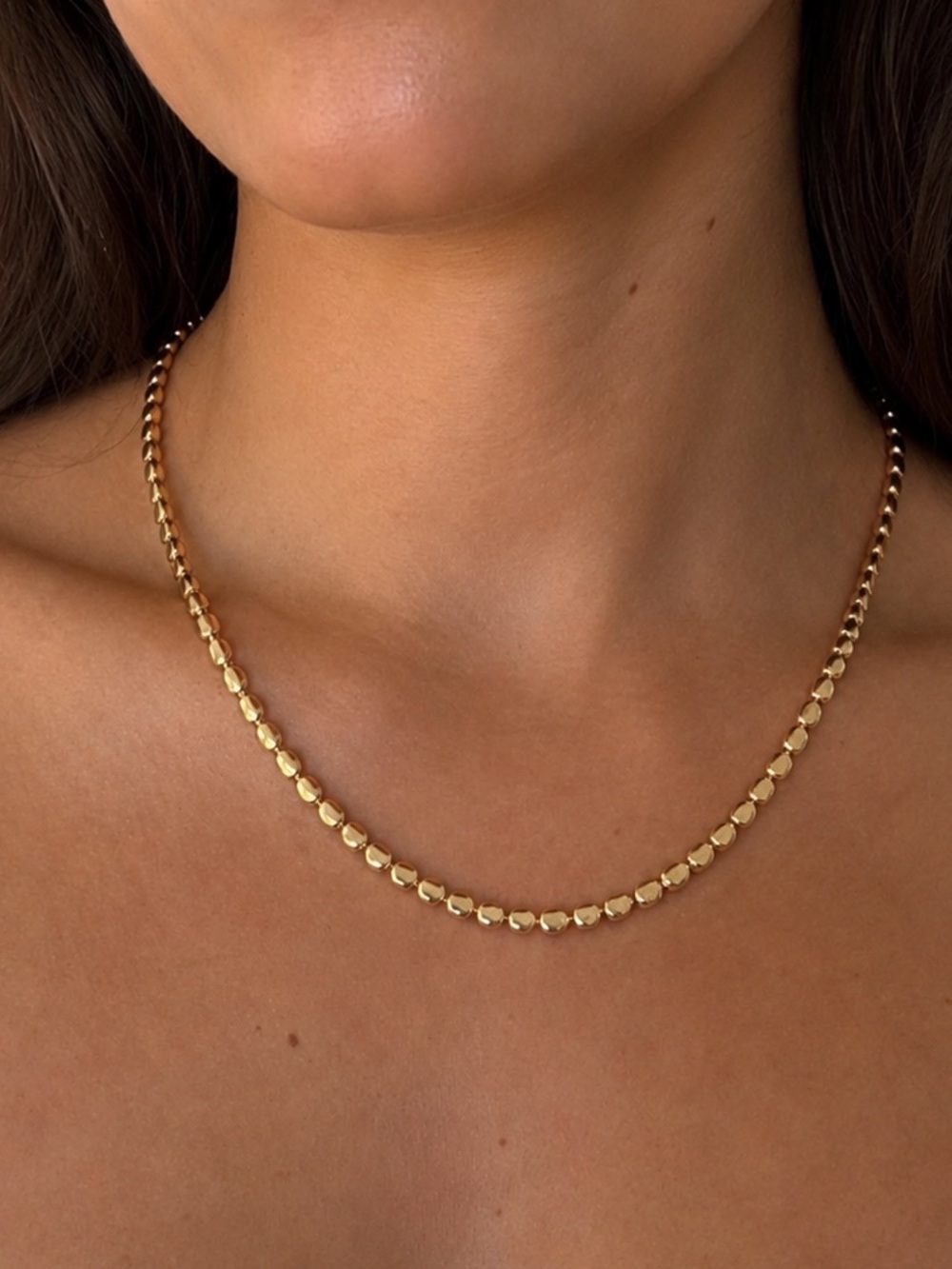 Gold Tone Faceted Bead Necklace - Women's Jewelry